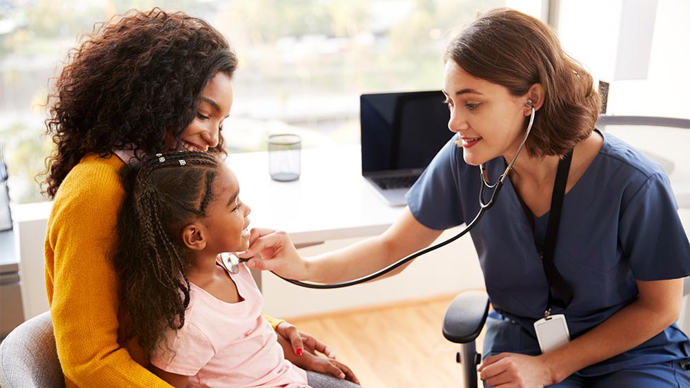 mother and child with pediatric provider